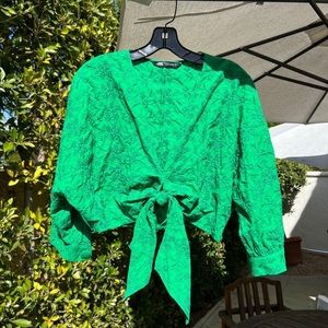 Zara Green Textured Blouse